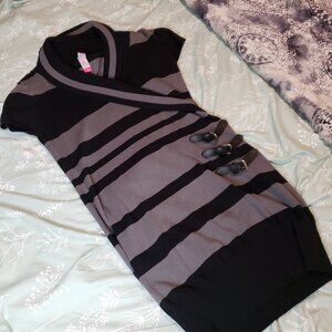 [M] NoBoundaries Striped Sweater Dress With Buckles
